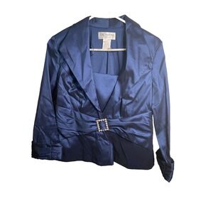 JR nites womens fancy blazer size‎ 8 vintage blue long sleeve career